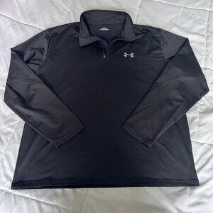 Under Armour Mens Large L Black Quarter Zip 1/4 Pullover Long Sleeve Athletic